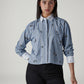 Women's Striped Embellished Relaxed Fit Shirt - Styleshot View