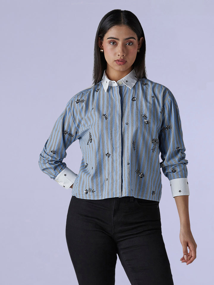 Women's Redloop Embellished Relaxed Fit Poplin Shirt