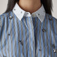 Women's Striped Embellished Relaxed Fit Shirt - Detail View