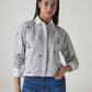 Women's Striped White Relaxed Fit Poplin Shirt - Styleshot View