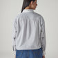 Women's Striped White Relaxed Fit Poplin Shirt - Back View