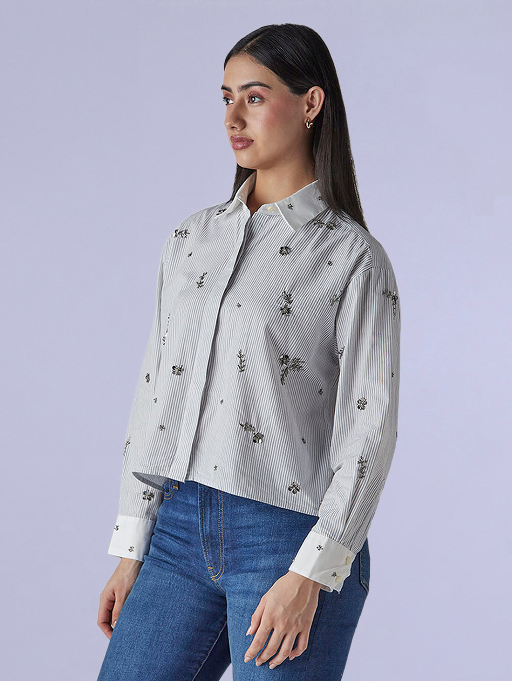 Women's Redloop Embellished Relaxed Fit Poplin Shirt - f8aec4b0-2aa1-4e2f-83ee-9c0247d9d6c0 View