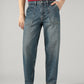 Men's Blue Baggy Fit Mid Rise Jeans - Front View