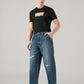 Men's Dark Blue Baggy Fit Mid Rise Jeans - Side View