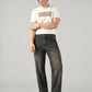 Men's Charcoal Grey Baggy Fit Mid Rise Jeans - Front View
