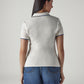 Women's Solid Off White Pique Polo T-shirt - Back View