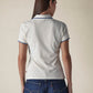 Women's Solid Off White Pique Polo T-shirt - 83a4e494-ff93-4a0b-997f-24b79f5535dd View