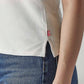 Women's Solid Off White Pique Polo T-shirt - Detail View