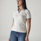 Women's Solid Off White Pique Polo T-shirt - Side View