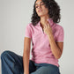 Women's Solid Pink Pique Polo T-shirt - 20 View