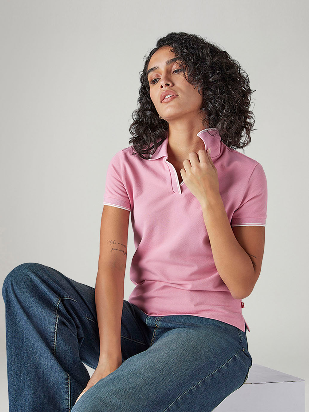 Women's Solid Pink Pique Polo T-shirt