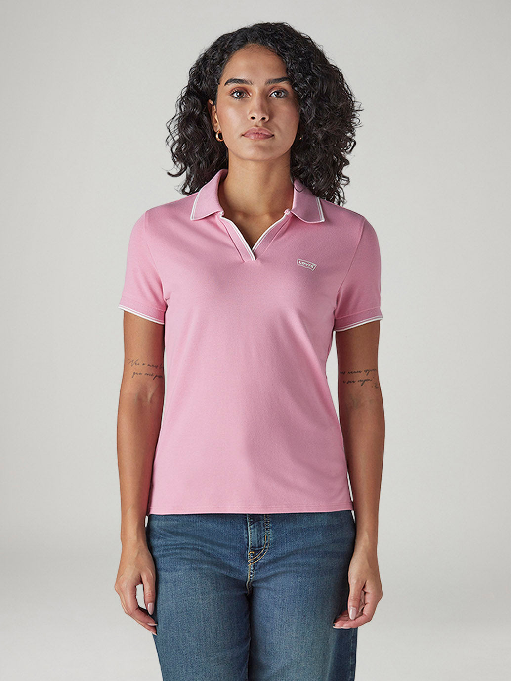 Women's Solid Pink Pique Polo T-shirt - 20 View