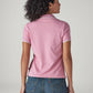 Women's Solid Pink Pique Polo T-shirt - 20 View