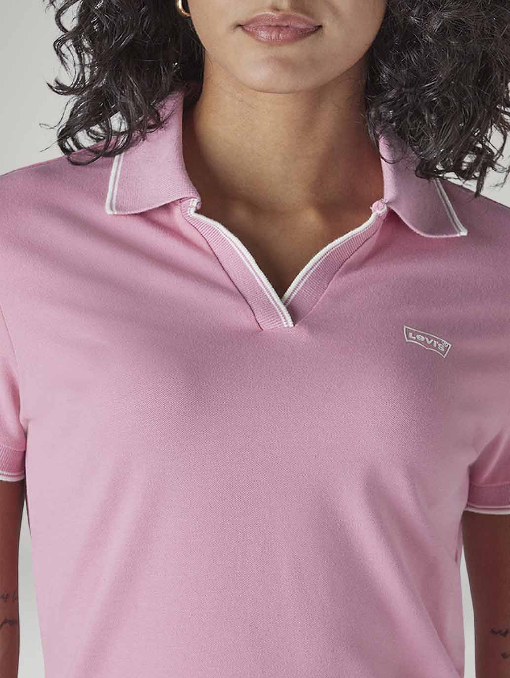 Women's Solid Pink Pique Polo T-shirt - 20 View