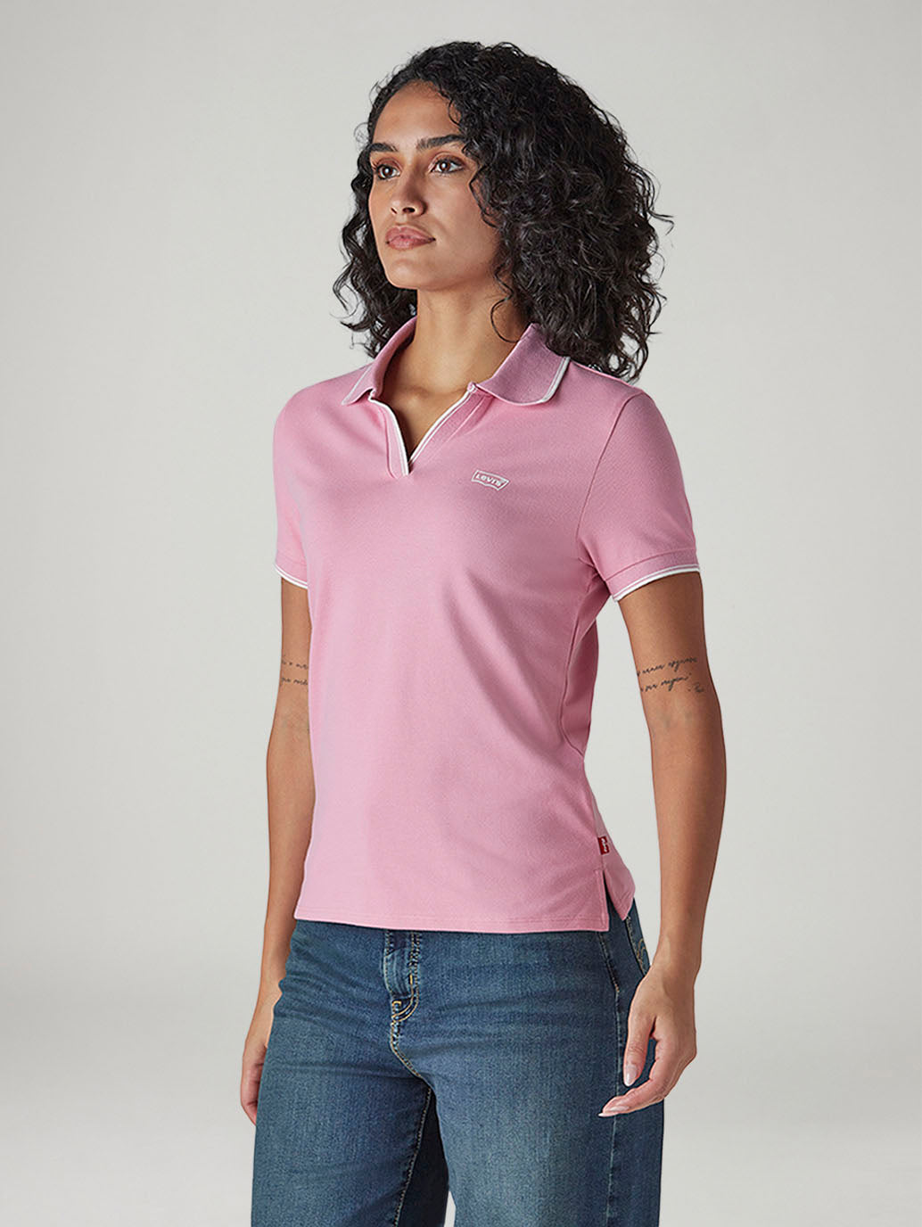 Women's Solid Pink Pique Polo T-shirt - 20 View