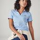 Women's Solid Light Blue Pique Polo T-shirt - 20 View
