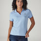 Women's Solid Light Blue Pique Polo T-shirt - 20 View