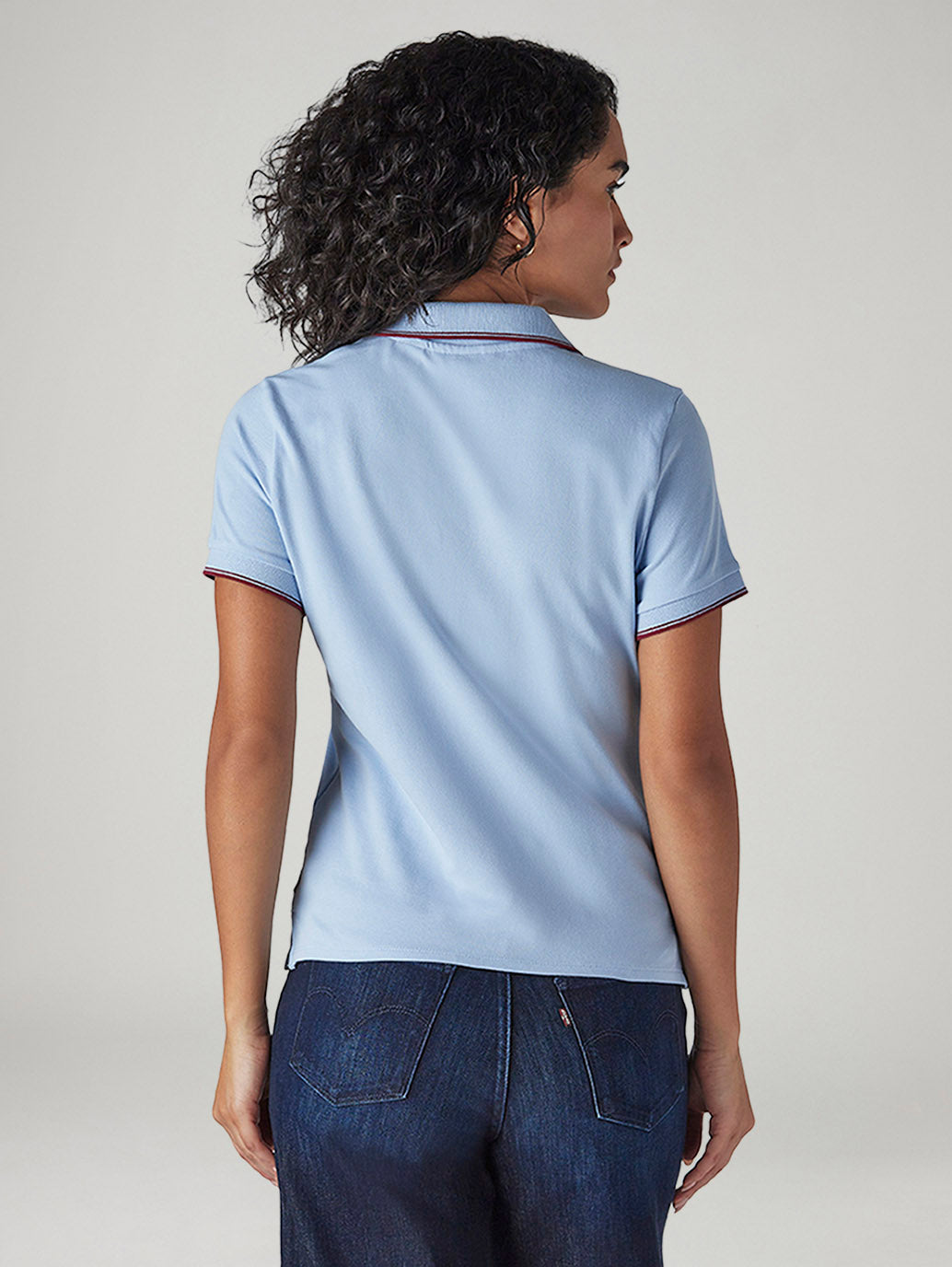 Women's Solid Light Blue Pique Polo T-shirt - 20 View