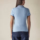 Women's Solid Light Blue Pique Polo T-shirt - Back View