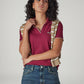 Women's Solid Maroon Pique Polo T-shirt - Styleshot View