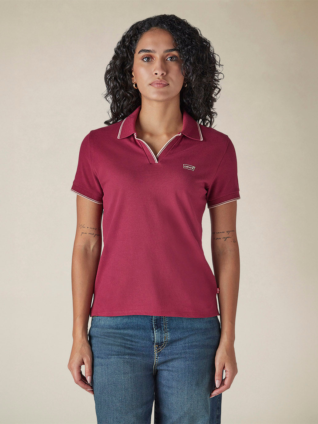 Women's Solid Maroon Pique Polo T-shirt - 580b10be-4681-4f93-8043-1a2b001a93f7 View