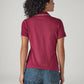 Women's Solid Maroon Pique Polo T-shirt - Back View