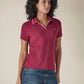 Women's Solid Maroon Pique Polo T-shirt - 124692aa-315b-4377-8cbd-976f39fad5dc View