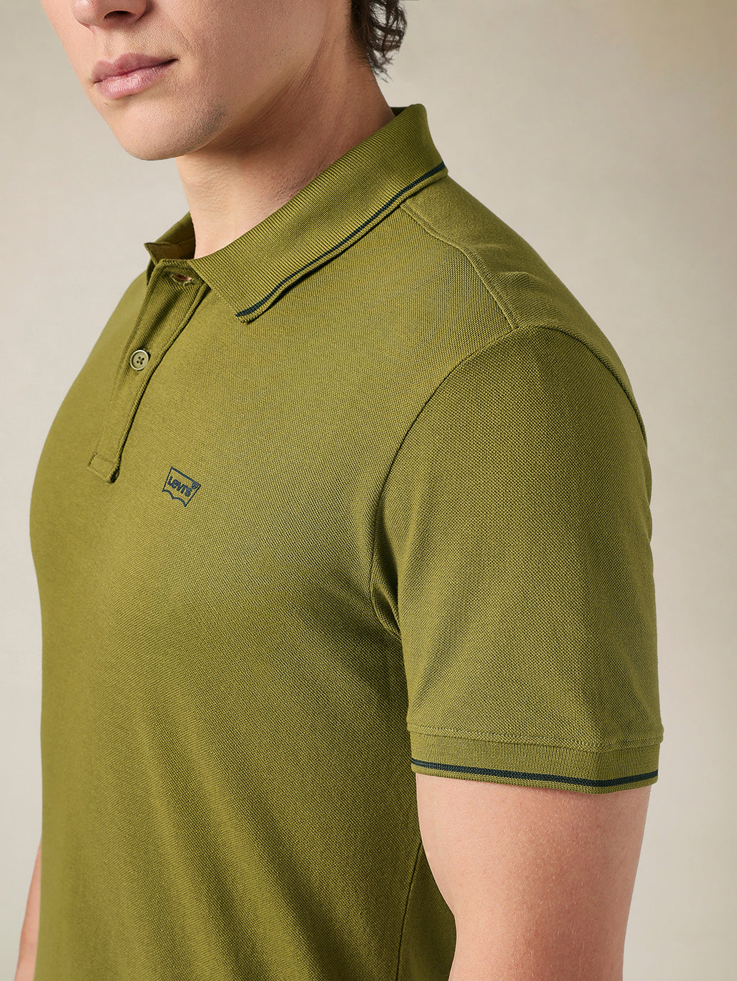 Men's Cotton Poly Blend Slim Fit Pique Polo T-shirt - Detail View