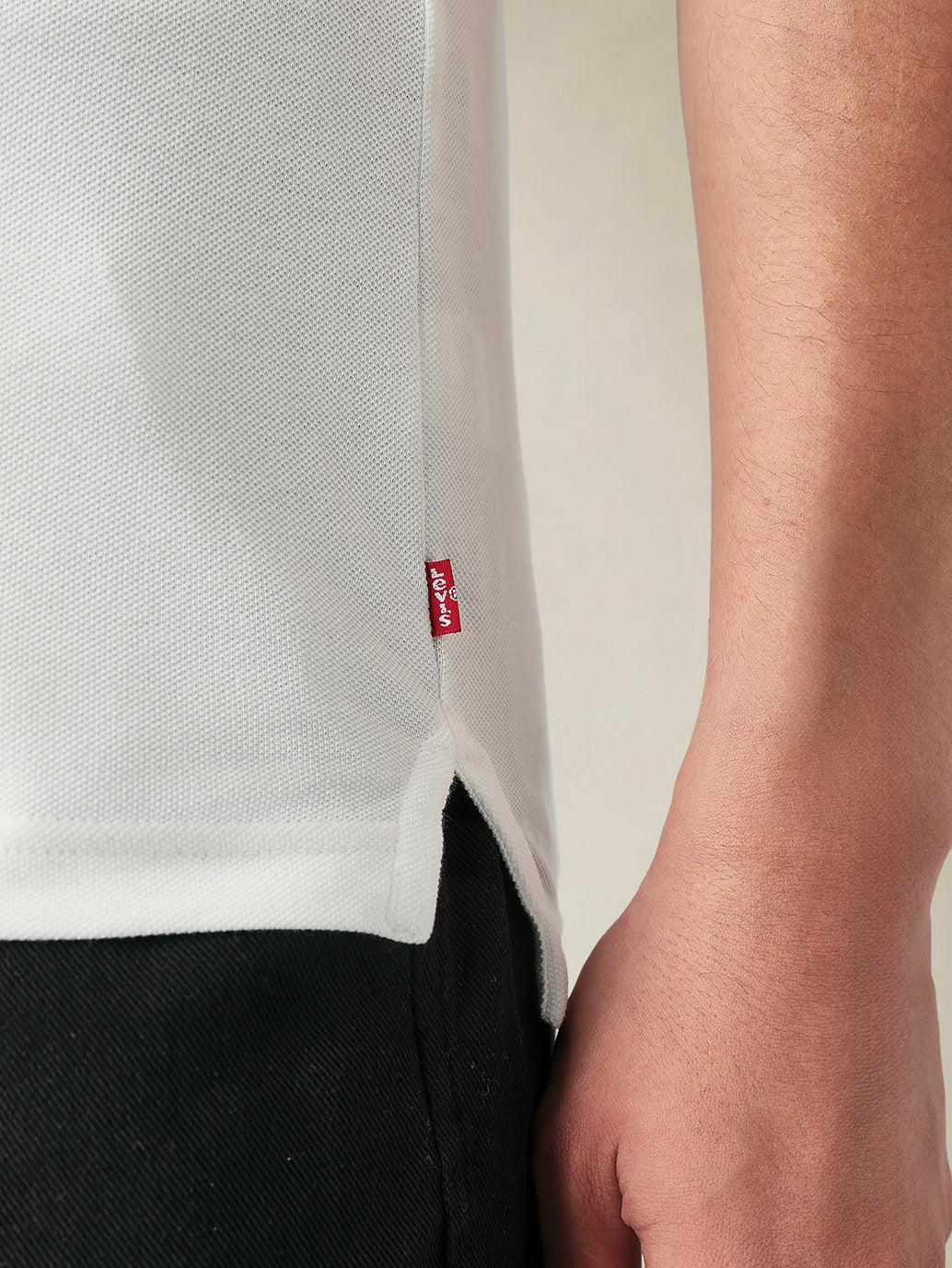 Men's Cotton Poly Blend Slim Fit Pique Polo T-shirt - Detail View