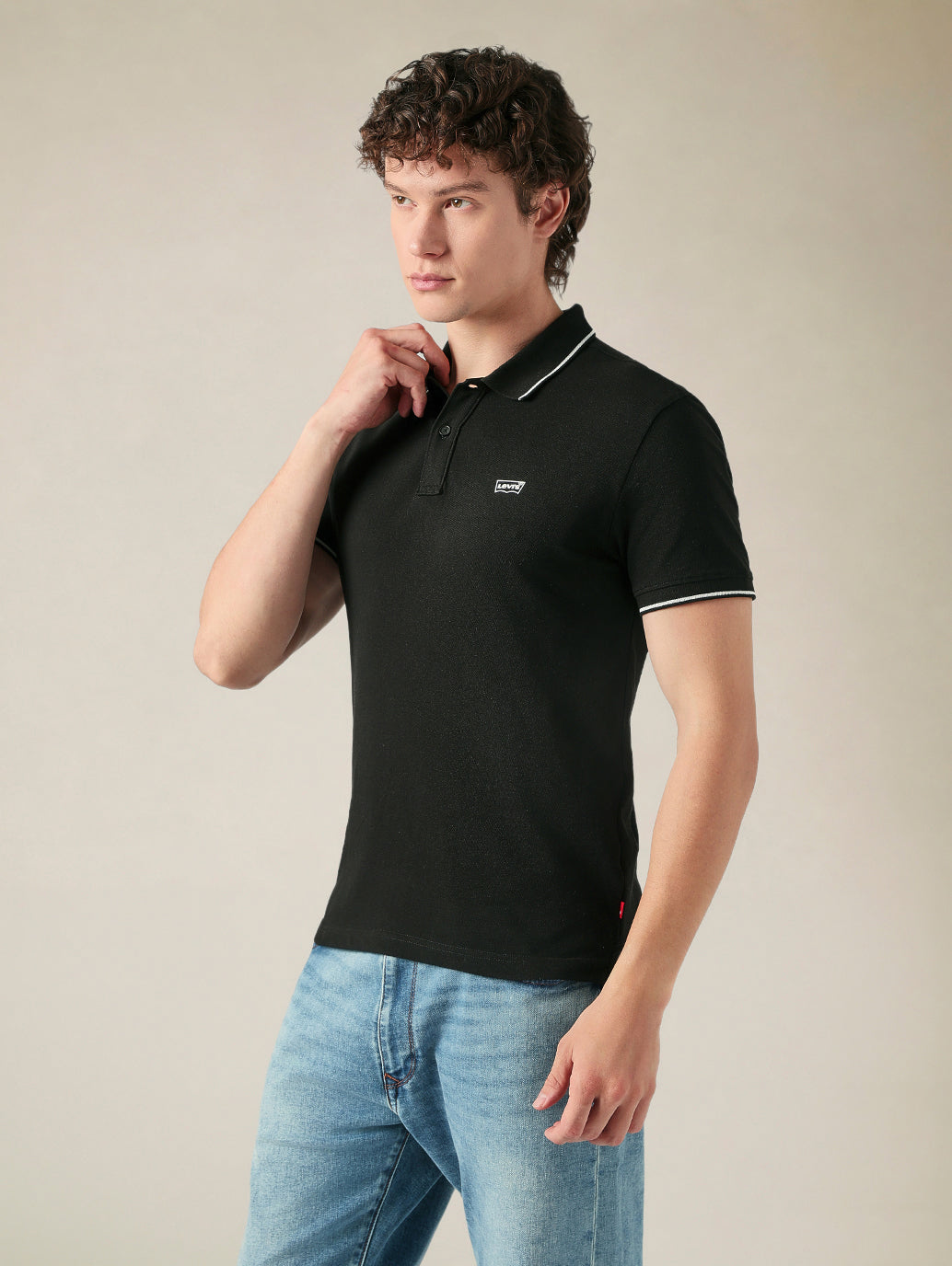 Men's Cotton Poly Blend Slim Fit Solid Pique Polo T-shirt - Side View