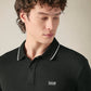 Men's Cotton Poly Blend Slim Fit Solid Pique Polo T-shirt - Detail View