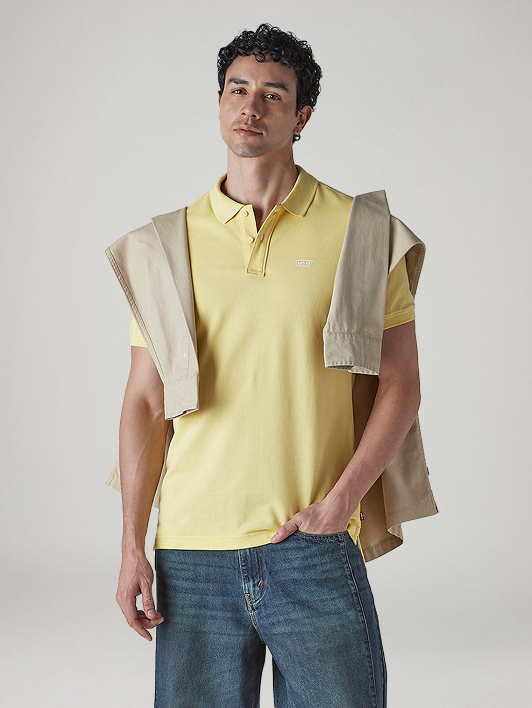 Men's Solid Yellow Slim Fit Pique Polo T-shirt