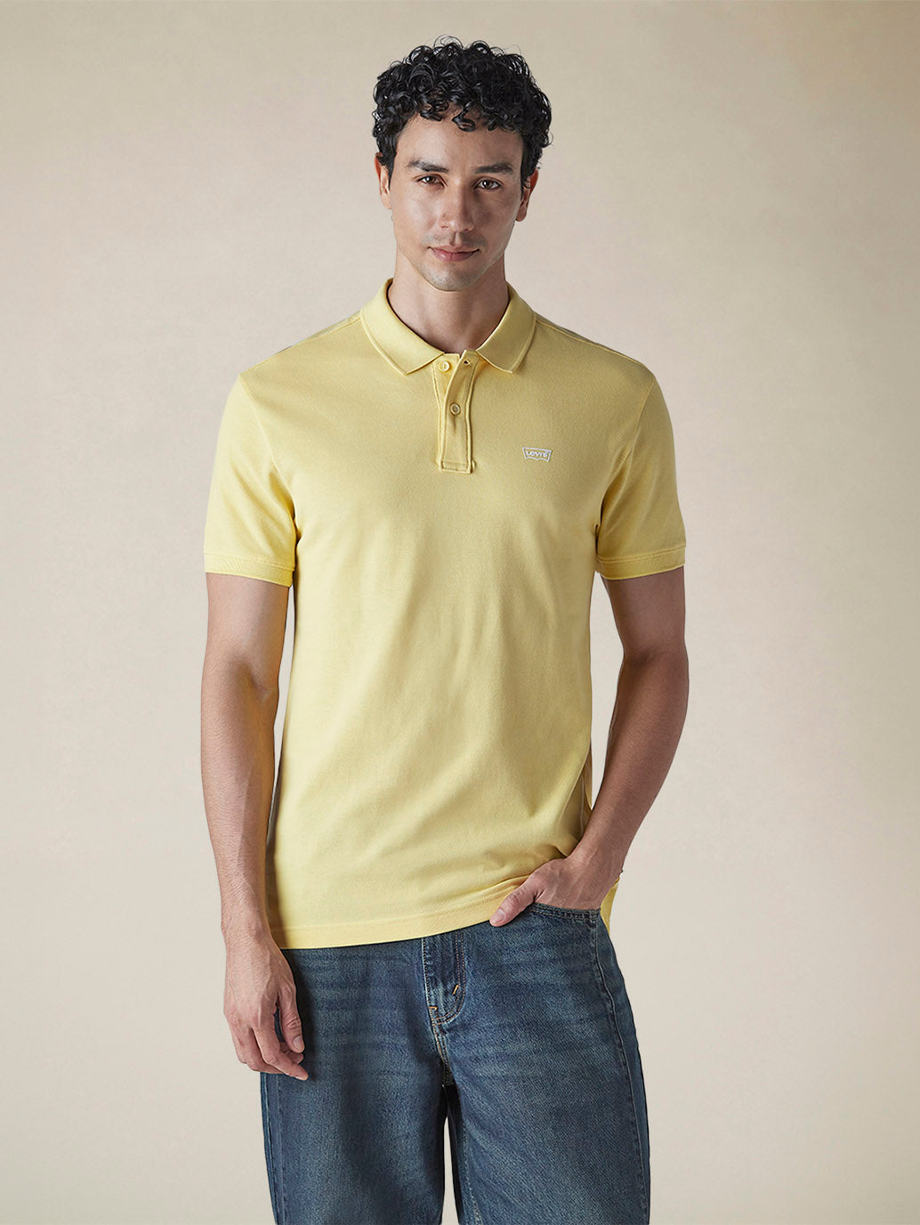 Men's Solid Yellow Slim Fit Pique Polo T-shirt - 2271cc9f-ab0f-4def-87c0-a22584ca4c0b View