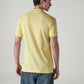 Men's Solid Yellow Slim Fit Pique Polo T-shirt - Back View