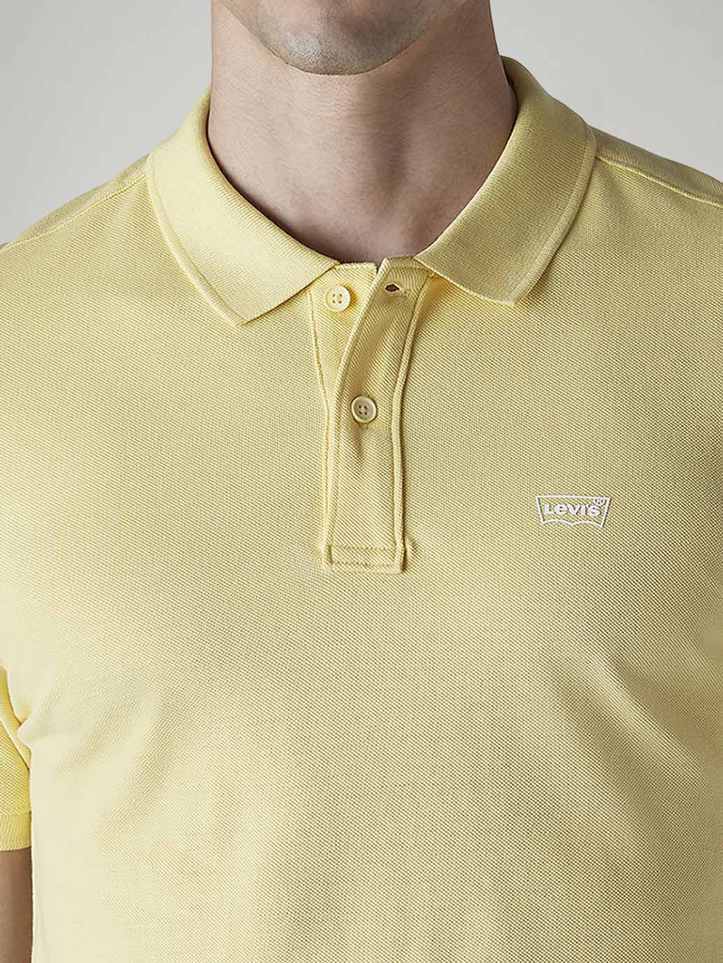 Men's Solid Yellow Slim Fit Pique Polo T-shirt - 20 View
