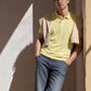 Men's Solid Yellow Slim Fit Pique Polo T-shirt - Lifestyle View