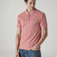 Men's Solid Peach Slim Fit Pique Polo T-shirt - Side View