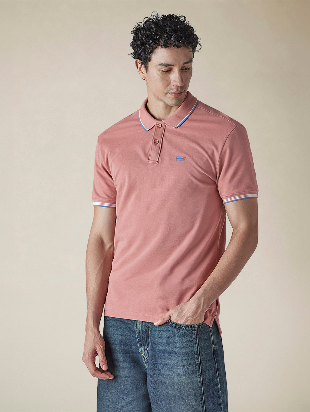 Men's Solid Peach Slim Fit Pique Polo T-shirt - cccaa8dd-608a-4333-bd16-76f627c5c857 View