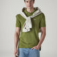 Men's Solid Olive Slim Fit Pique Polo T-shirt - Styleshot View