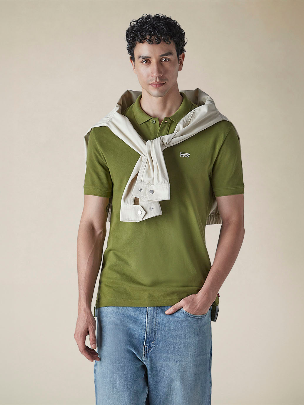 Men's Solid Olive Slim Fit Pique Polo T-shirt - dfea4325-fbdc-4794-9e1f-b1694934a8b8 View