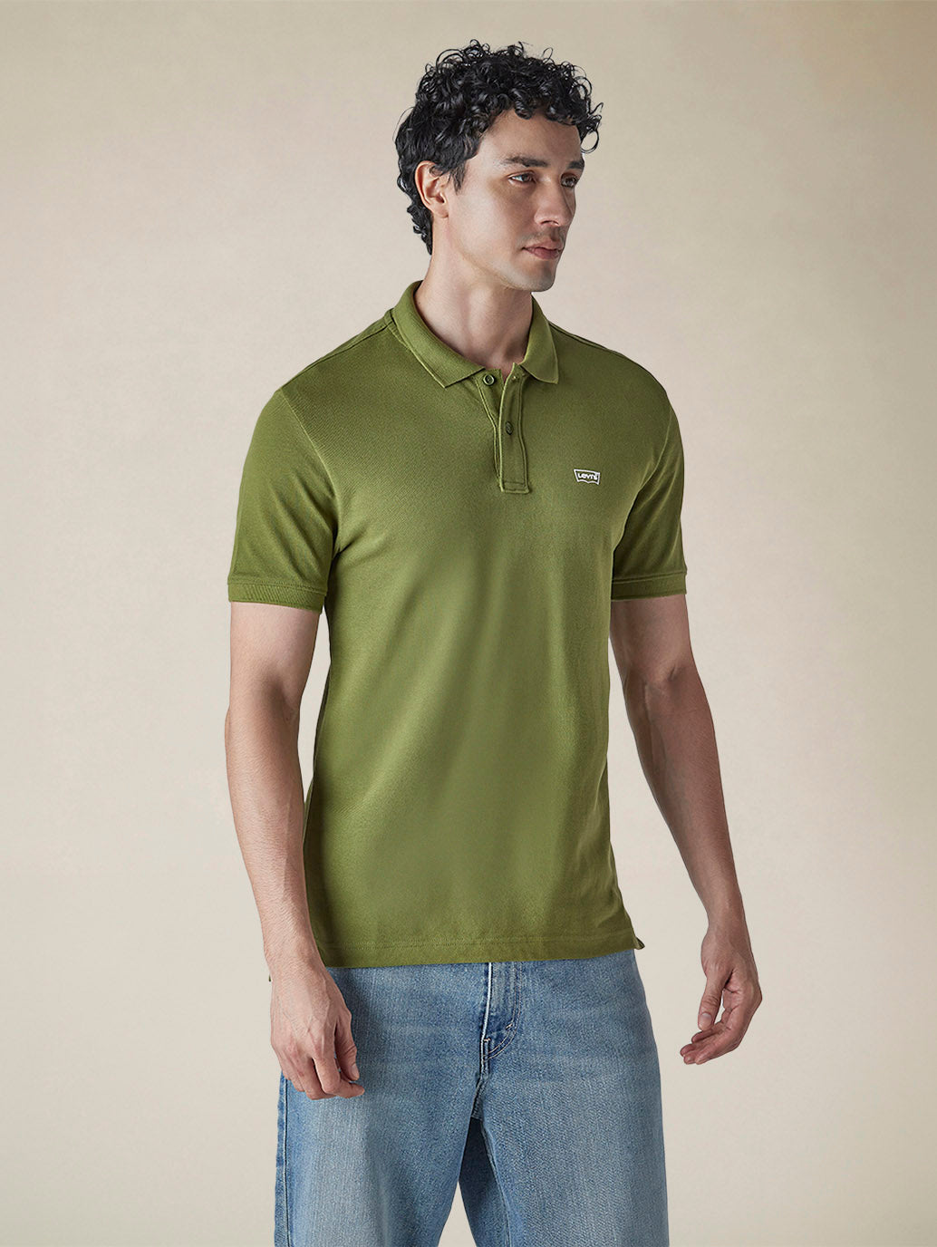 Men's Solid Olive Slim Fit Pique Polo T-shirt - b3529d09-d337-44e1-8a37-447bffc77482 View