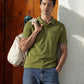 Men's Solid Olive Slim Fit Pique Polo T-shirt - 00BF30011 View