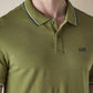 Men's Solid Olive Slim Fit Pique Polo T-shirt - d8b5e30e-a369-4dc8-9730-37cffe3c1657 View