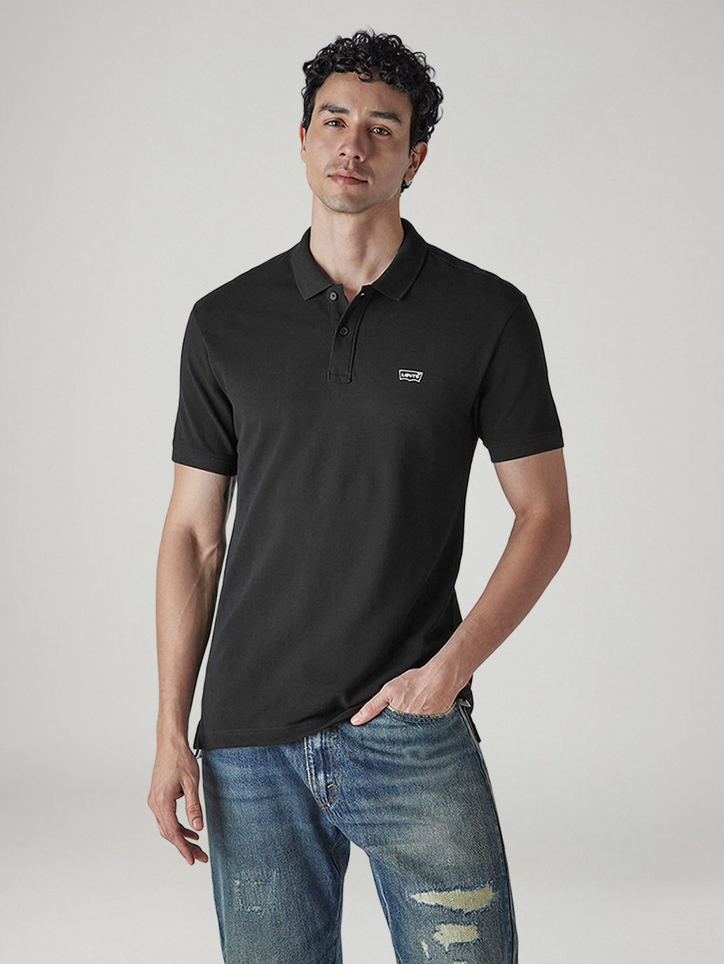 Men's Solid Black Slim Fit Pique Polo T-shirt