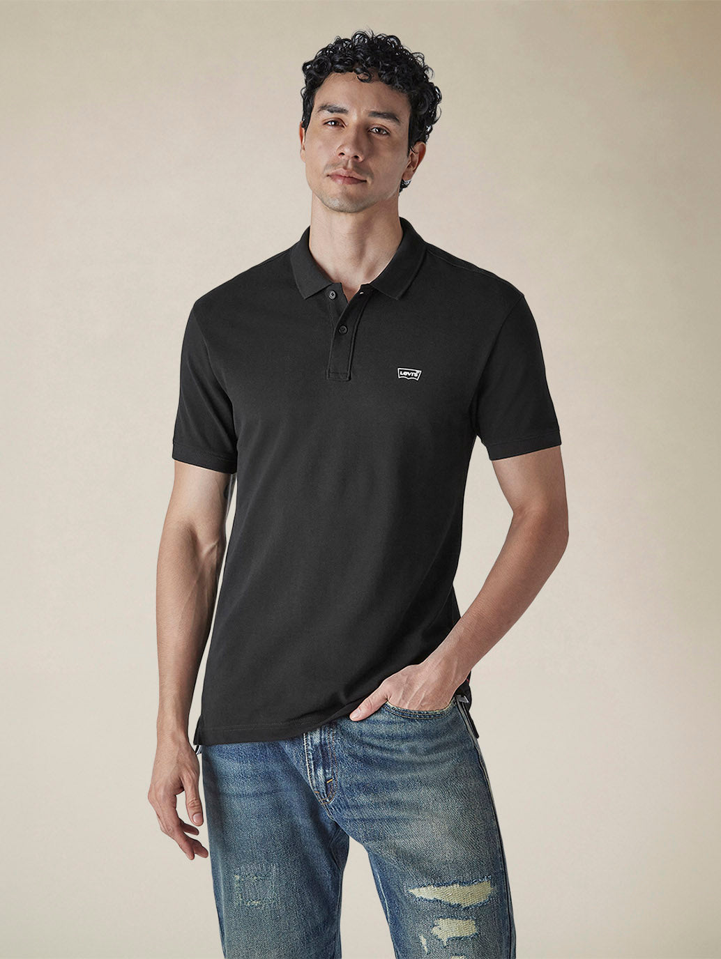 Men's Solid Black Slim Fit Pique Polo T-shirt - 27d644b6-04e9-400f-bfb9-4e23889aefbd View
