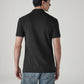 Men's Solid Black Slim Fit Pique Polo T-shirt - Back View