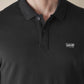 Men's Solid Black Slim Fit Pique Polo T-shirt - Detail View
