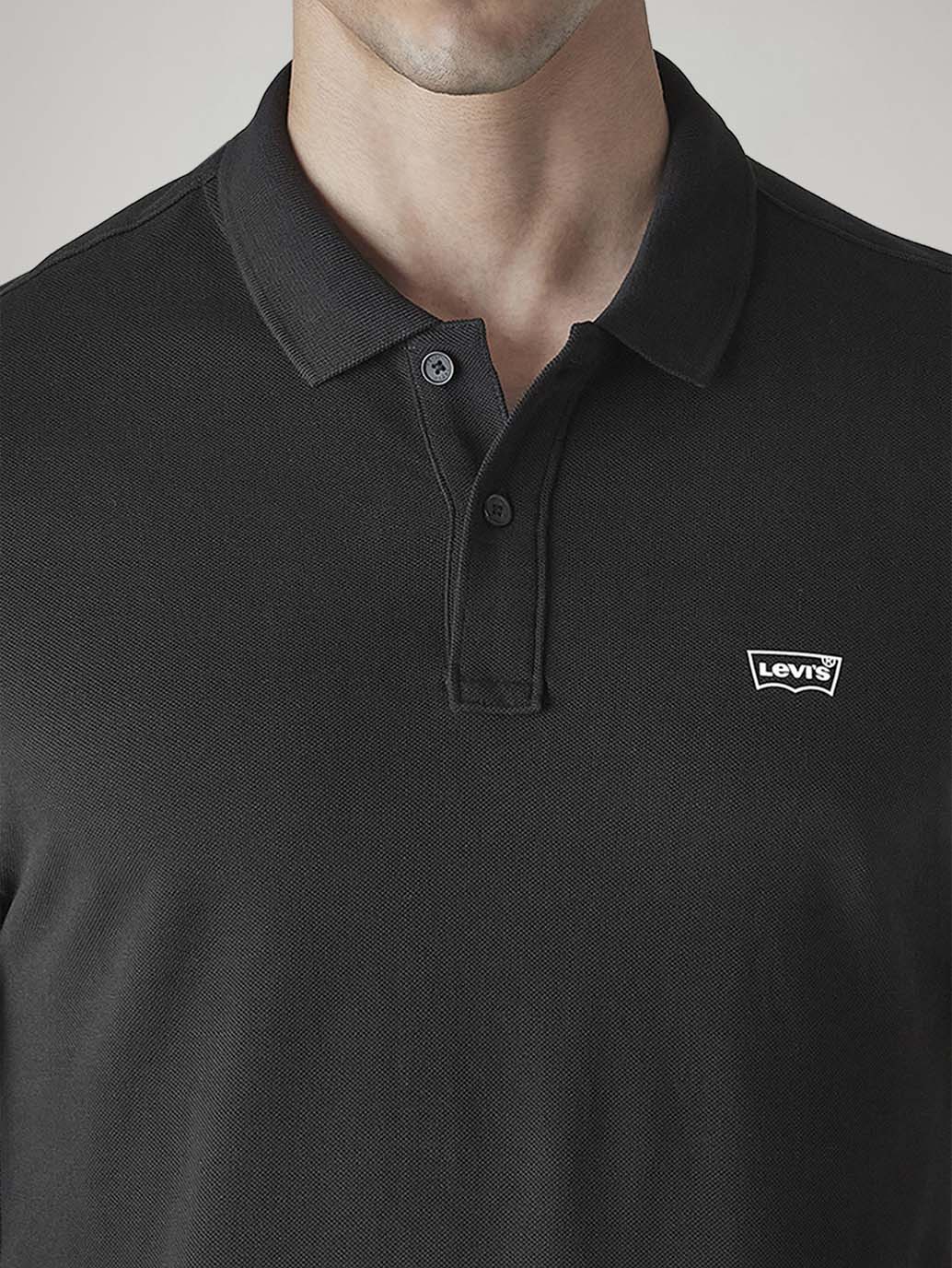 Men's Solid Black Slim Fit Pique Polo T-shirt - 20 View