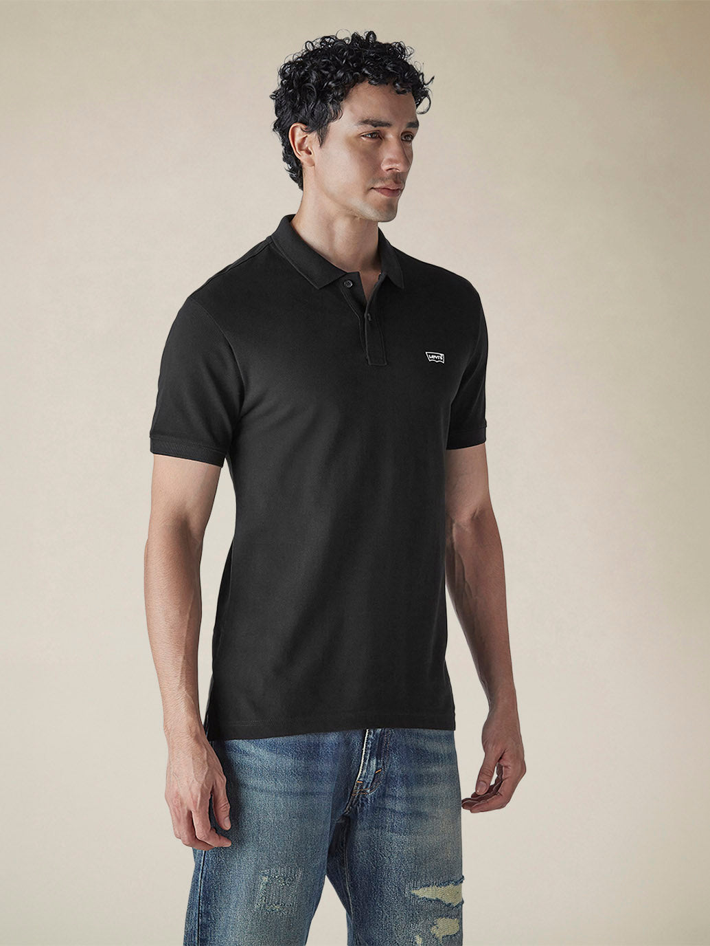 Men's Solid Black Slim Fit Pique Polo T-shirt - a21222ae-3b16-44c6-90c4-841e25fc88c3 View