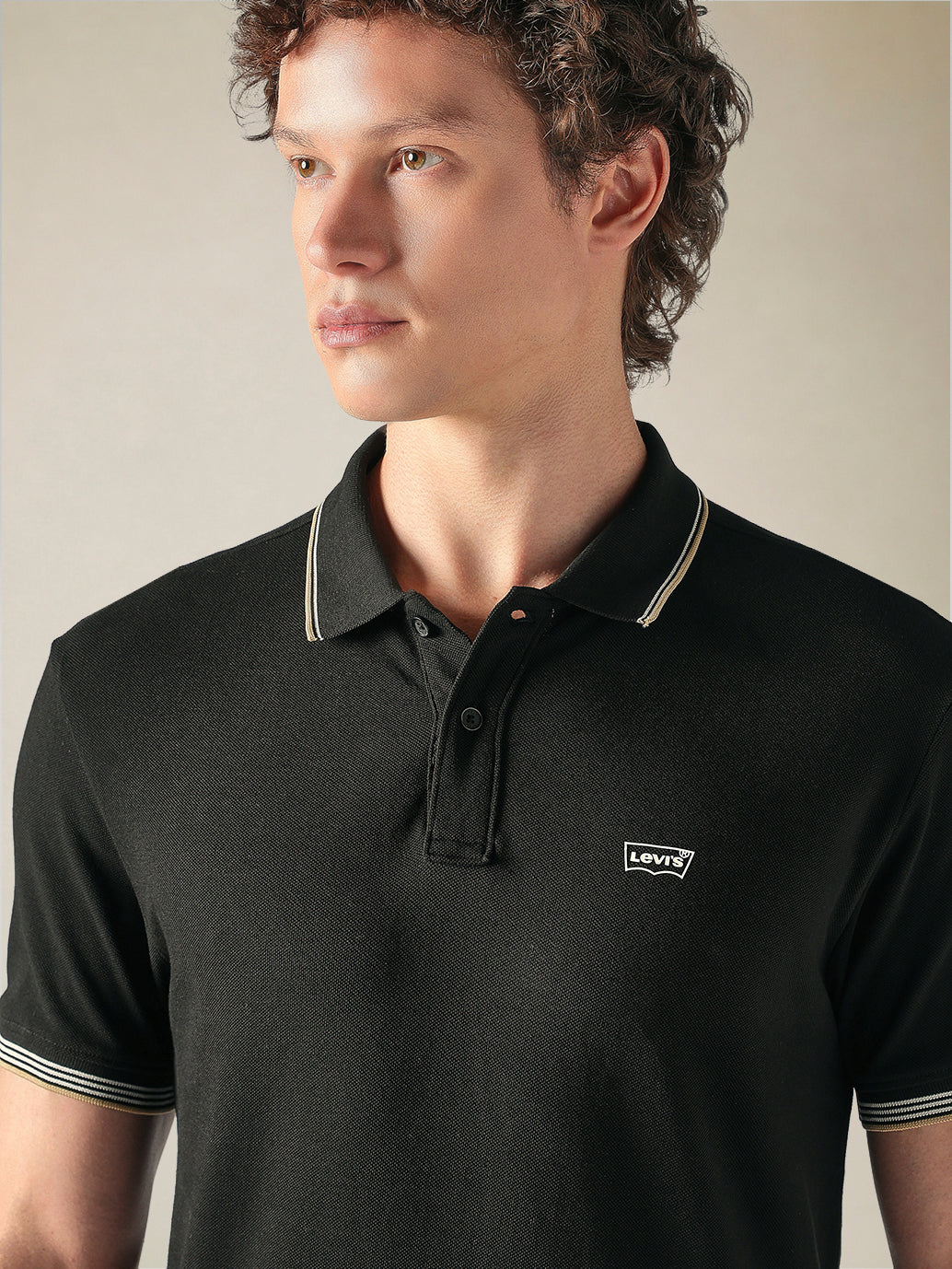 Men's Cotton Slim Fit Solid Pique Polo T shirt - Detailshot2 View